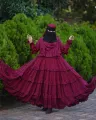 Anika Borka 2 with Big Hijab – Premium Dubai Cherry Georgette Fabric for Women Muslim Outwear. 