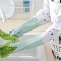 Hand Cleaning Gloves Plus Autumn Winter Warm Velvet Rubber Glove Waterproof Antifreeze Home Long Gloves Kitchen Hand Gloves for Dish Washing.