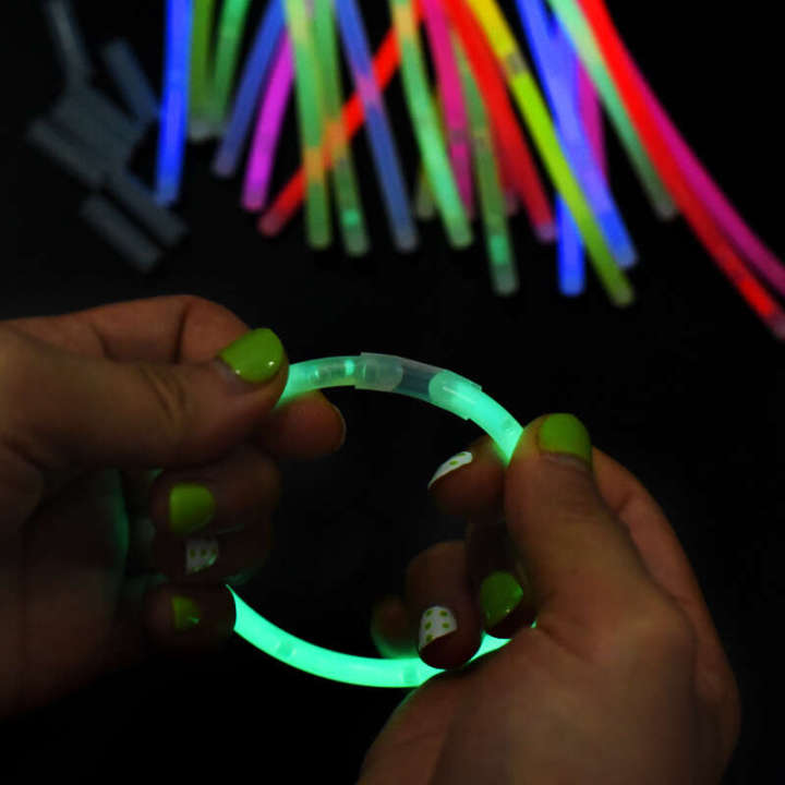 GJU8 Fluorescent Glowing Single Children's Colorful Silver Bracelet Toy Night Glow Boosting Stick