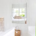 4pcs Acrylic Mirror Sheets Flexible Non Glass Mirror Tiles with 16pcs Self Adhesive Stickers for Home Livingroon Decoration Wall. 