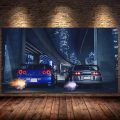 Car Wall Art Picture GTR R34 VS Supra Vehicle Modern Canvas Painting Poster and Print for Living Room Bedroom Home Decor. 