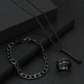 3pcs/set Men's Fashion Alloy Cross Pendant Necklace + Bracelet + Ring Set for Men.