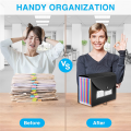 24 Pockets Expanding File Folder Letter A4 Paper Document with Blank Labels Desktop Storage Organizer.