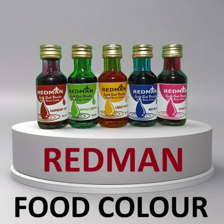 REDMAN ( 5 Pcs ) Soft Gel Paste Food Colour Combo RASPBERRY RED, APPLE ...