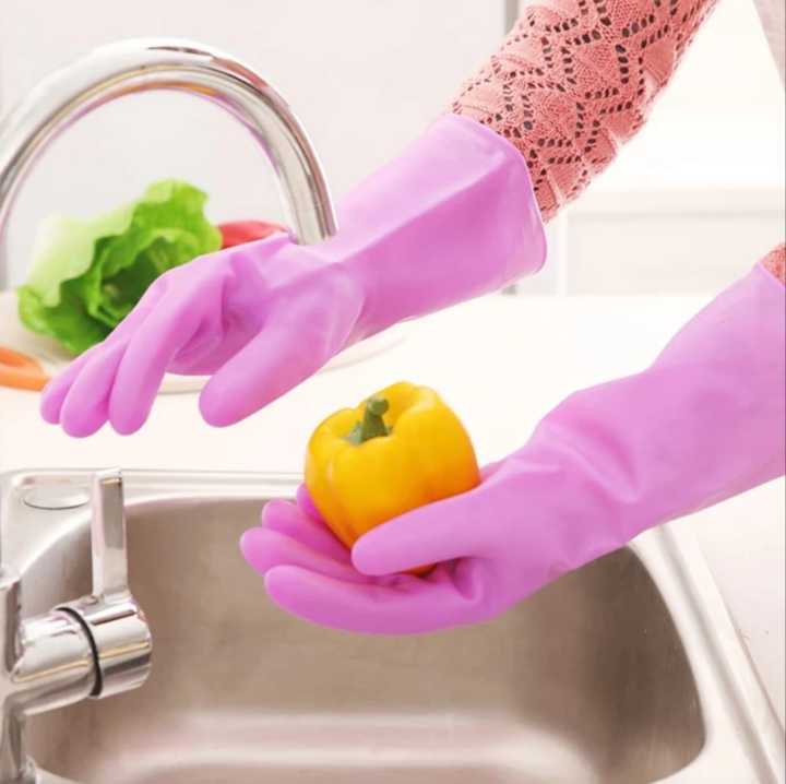 High Quality Silicone Dish Washing Kitchen Hand Gloves (Multicolor)