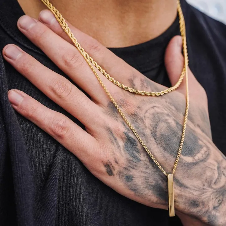 Vnox%203D%20Vertical%20Bar%20Necklaces%20for%20Men,%20Layering%20Stainless%20Steel%20Geometric%20Pendant,%20Layered%20Wheat%20Rope%20Cuban%20Chain,%20Boy%20Collar%20-%20Image%204