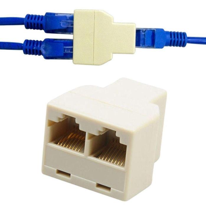 Computer%20White%20High%20Quality%201%20Piece%201%20to%202%20Way%20LAN%20Ethernet%20Network%20Cable%20RJ45%20Female%20SPLETER%20Adapter%20Adapter%20-%20Image%202