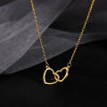 Double Heart Necklace Stainless Steel Hollow Heart Pendant Clavicle Necklace SEVICH. 
