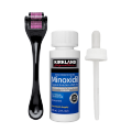 Kirkland Minoxidil 5% Topical Solution Extra Strength Hair Regrowth Treatment for Men Hair & Beard Drop + Derma Roller Free - (1 month supply) - MNXMC. 