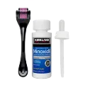 Kirkland Minoxidil 5% Topical Solution Extra Strength Hair Regrowth Treatment for Men Hair & Beard Drop + Derma Roller Free - (1 month supply) - MNXMC. 