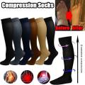 Varicose Veins Compression Socks Fit For Golf Rugby Hiking Sports For Anti Fatigue Driving Travel Flight Black Women Men Socks. 