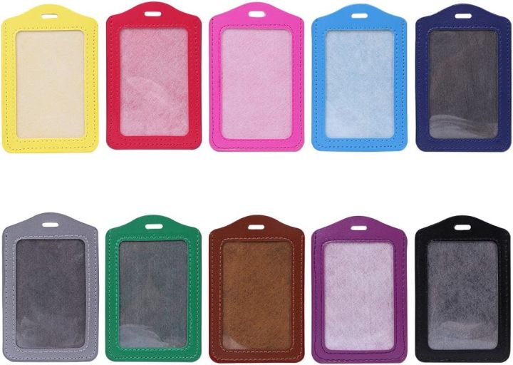 10 PCS PU Leather ID Badge Card Pocket Holder