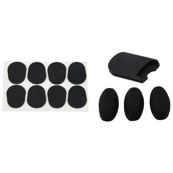 BRADOO- 8Pcs Alto/Tenor Saxophone Sax Mouthpiece Patches Pads Cushions Black 0.8mm & 1 Set Saxophone Palm Key Risers