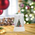 Christmas Candle Light Decorative Candle Water Filled Sequins Snow Scene Flameless Candle LED Pillar. 