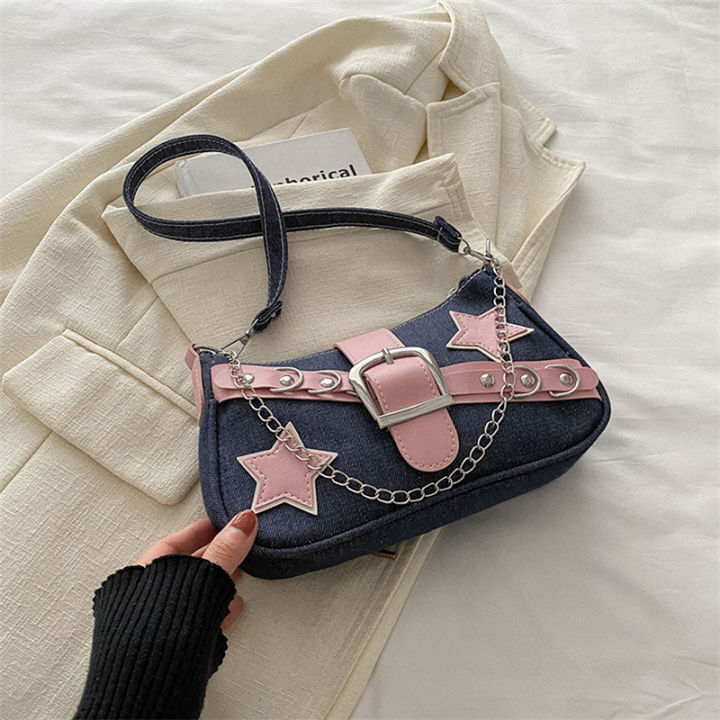 Y2k%20Fashion%20Women's%20Handbags%20Stars%20Pattern%20Cool%20Girls%20Underarm%20Bag%20Fashion%20Canvas%20Female%20Small%20Shoulder%20Bags%20Chain%20Tote%20Purses%20Watty%20Store%20-%20Image%206