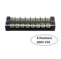 8 Way Double Row Terminal Block TB-2508 600V 25A 8P Double Row 8 Pin Terminal Block Terminal Block Wire Connector TB-2508 8P Double Row Terminal Block 600V 25A.