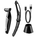 Electric Back Hair Remover Men's Full Body Hair Shaver Trimmer Detachable Foldable Handle Whole Body Washable Wet and Dry Use with Charging Dock. 