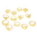 【Super21】-Multilayer Style Rings-Creative Geometric Plated Rings- Women Punk Metal Textured Finger Charm Rings Simple Jewelry Gift.
