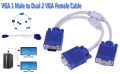 VGA Splitter Cable 1 Computer to Dual 2 Monitor Adapter Y Splitter Male to Female VGA Wire Cord for PC Laptop. 