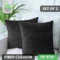 Standard Fiber Cushion, Tissue Fabric, Black, (16"x16")_Set of 2. 
