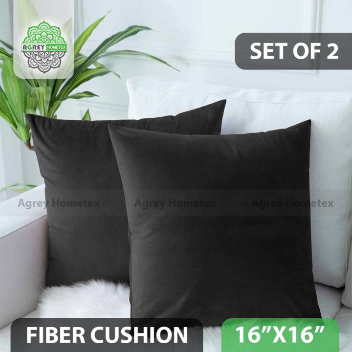 Standard Fiber Cushion, Tissue Fabric, Black, (16"x16")_Set of 2