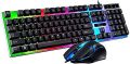 SOONGO G21B Keyboard Wired USB Gaming Mouse Flexible Polychromatic LED Lights Computer Mechanical Feel Backlit Keyboard Mouse Set,Black (Black-G21B). 