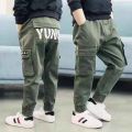 Kid Pants For Boys cargo Pant Letters Autumn Kids Pants Casual Kids Clothes Winter Teenage Boys Clothing For 4 6 8 12 14 Years.