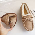 Flat soles plus size women's shoes beanie shoes women's autumn and winter new velvet warm cotton shoes soft soles lazy pregnant women mother shoes. 