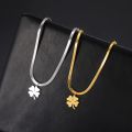 Skyrim Four Leaf Clover Women Necklace Stainless Steel Gold Color Snake Chain Choker for Women Girls Fashion Jewelry Wholesale. 