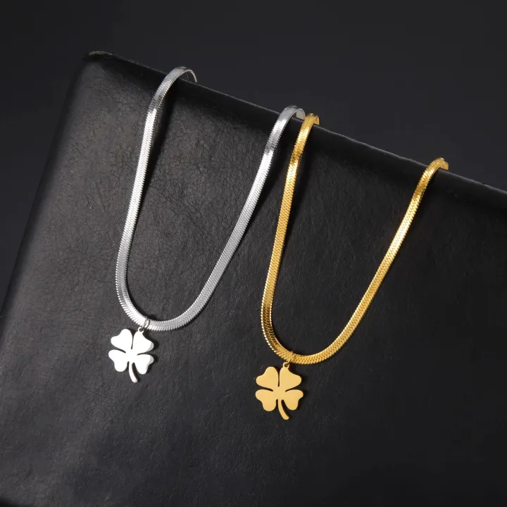 Skyrim%20Four%20Leaf%20Clover%20Women%20Necklace%20Stainless%20Steel%20Gold%20Color%20Snake%20Chain%20Choker%20for%20Women%20Girls%20Fashion%20Jewelry%20Wholesale%20-%20Image%203