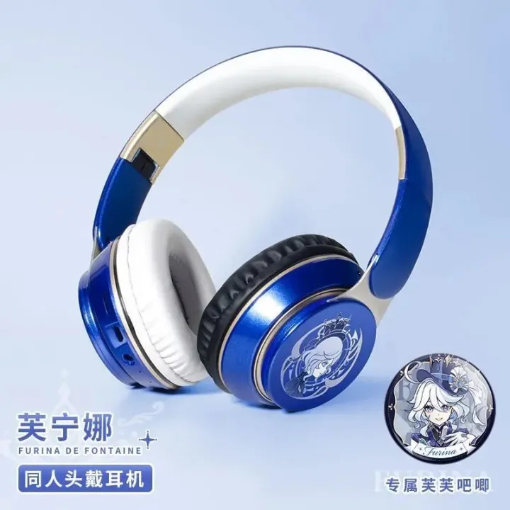 Genshin Impact Headphones Funina Water God Head-Mounted Wireless 5.0 Bluetooth Headset With Microphone Foldable Hifi Headset