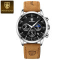 POEDAGAR Men Quartz Watch Luxury Sports Waterproof Chronograph Luminous Date Man Wristwatch Business Leather Men's Watches Clock.