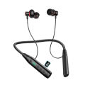 In-ear metal digital display, high-power, binaural long-lasting Bluetooth headset, wireless neck halter neck sports headphones.