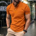 Summer New Men'S Polo Short Sleeve Lapel Button Solid Color Oversized Polo Shirt Fashion Casual Top. 