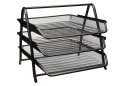 3-Tier Metal Desk Organizer with Mesh Trays  Lightweight Design with Rubber Grips. 