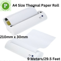 1 Roll A4 White Blank Thermal Printing Paper Roll 210mm x 30mm(8.3*12in) For Brother PAR411,, Peri Page A4 Portable Printer, Wireless Thermal Printer 210mm Photo Thermal Printer USB & BT with  Long Lasting for 10 Years. 