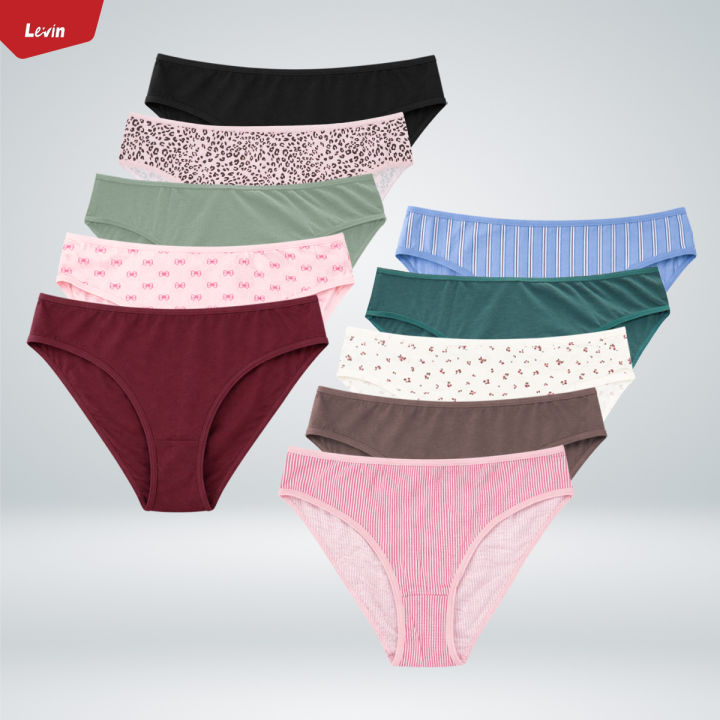 Pack of 5 Pcs Assorted Colors Womens Half Back Coverage Cotton Brief Panty From Levin