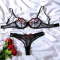 Khapsu Premium Quality Premium Quality Flower Transparent Lace style women bra and panty set. 