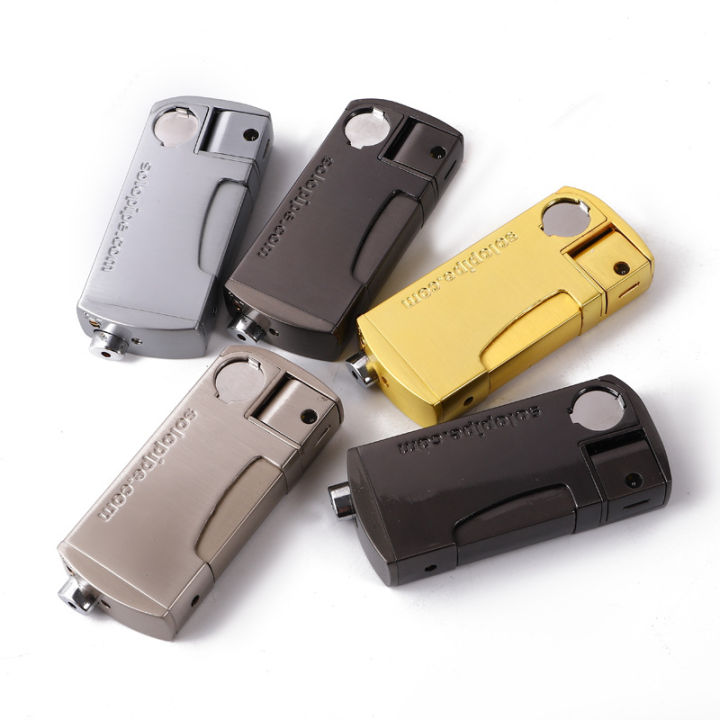Factory Direct Sales Ignition Integrated Pipe Metal Gas Lighters Creative Oblique Fire Lighter Cross-Border Multi-Color