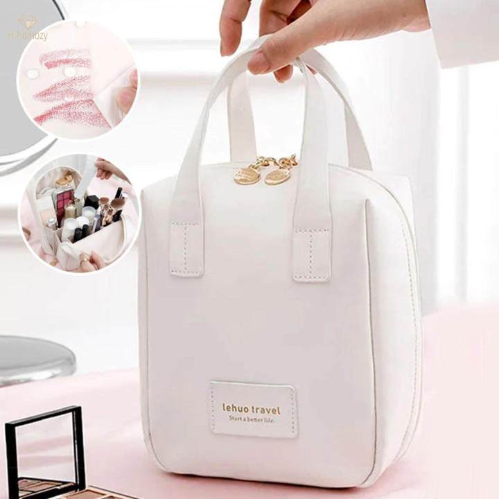 Makeup Bag with Zipper PU Leather Multipurpose Travel Cosmetic Storage Bag