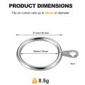24 Pack Metal Curtain Rings, 30mm Internal Diameter Eyelets for Curtain Poles, Rods and Drapery, Silver. 