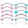 6Pcs/lot Stainless Steel Crystal Eyebrow Piercing Set 16G CZ Curved Barbell Helix Daith Piercing Lot Lip Rings Snake Eyes Bulk. 
