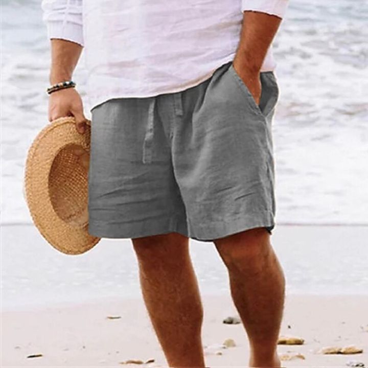 New%20Men's%20Linen%20Short%20Shorts%20Drawstring%20Pants%20Male%20Men%20Summer%20Cotton%20Breathable%20Solid%20Color%20Shorts%20Trousers%20Clothing%20Streetwear%20-%20Image%205