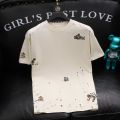 Top Embroidery Man Tee Shirts Katoen T Shirt for Men Heather Print Green Watercolor Korean Clothing Funny Stylish Xl Cool Kpop S.
