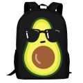Funny Avocado School Backpack for Boys Girls Cartoon Avocado with Sunglasses Rucksack for Casual Travel,teenagers Kid School Bag. 