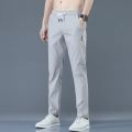 Summer thin casual pants, quick-drying loose fit large size straight pants, stretch durable sports ice silk pants men.