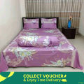 Cotton Fabric (সুতি কাপড়) Printed 7.5 by 8 Feet Double King Size Bedsheet Set with Two Pillow Covers.