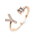 Cross border amazon new rose gold letter white diamond open ring hand ornament men's and women's personality unique ring wholesale. 