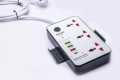 Maxline ML-804 Multiplug 3 Ways Power Socket And 4USB Port With Adjust 2 Mobile Stand 2 Yard/ 6 Feet Cable White Colour. 