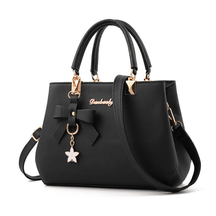 Bag2023New Korean Style Fashionable Autumn and Winter Bow Women's Bag Portable Shoulder Bag Messenger Bag Saffiano Bag Mother Bag